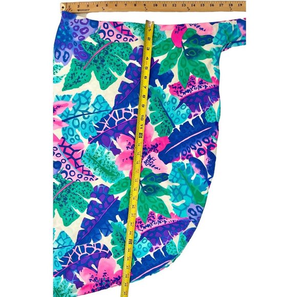 Vintage 80s Sarong Wrap Skirt Tropical Print Swimsuit Coverup One Size - Picture 3 of 8